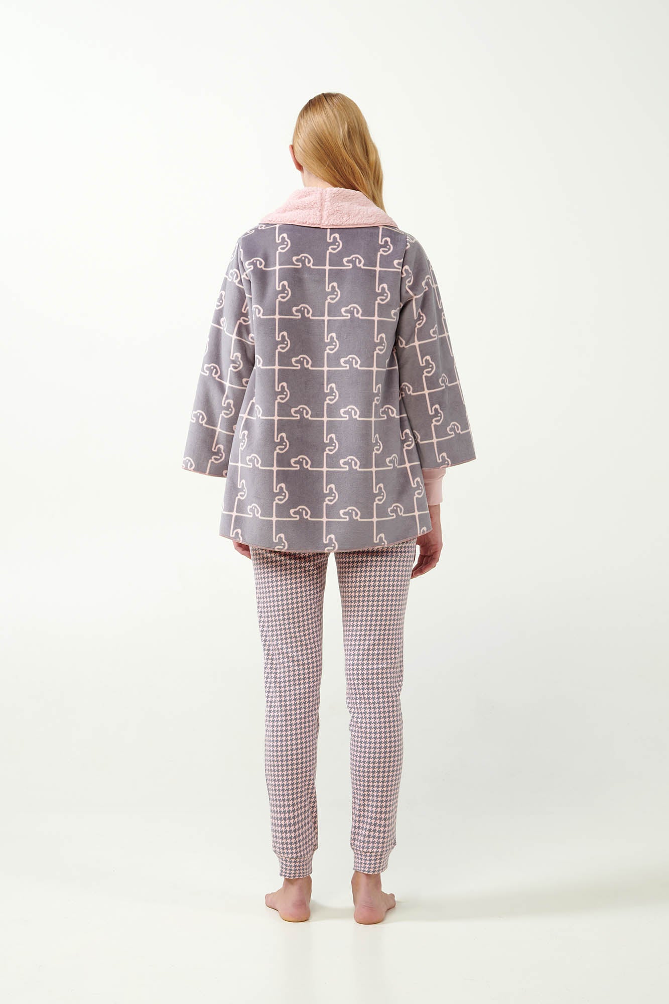 Women's Fleece Vamp polka dot robe