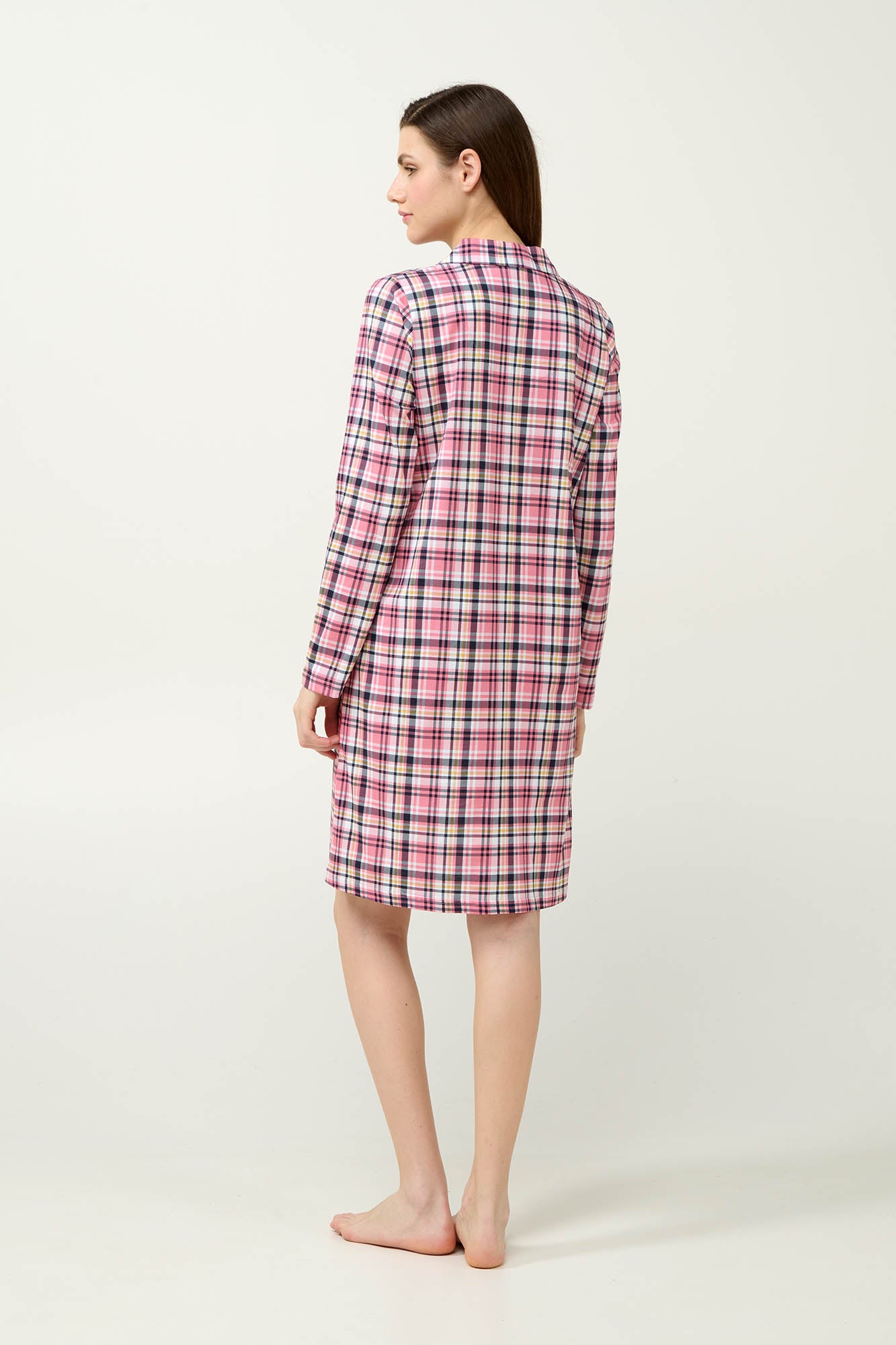 Νυχτικό βαμβακερό καρό με κουμπιά Vamp