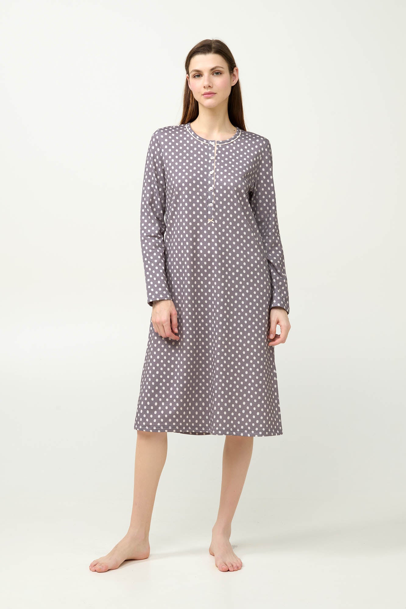 Νυχτικό Βαμβακερό-φούτερ με κουμπιά Vamp