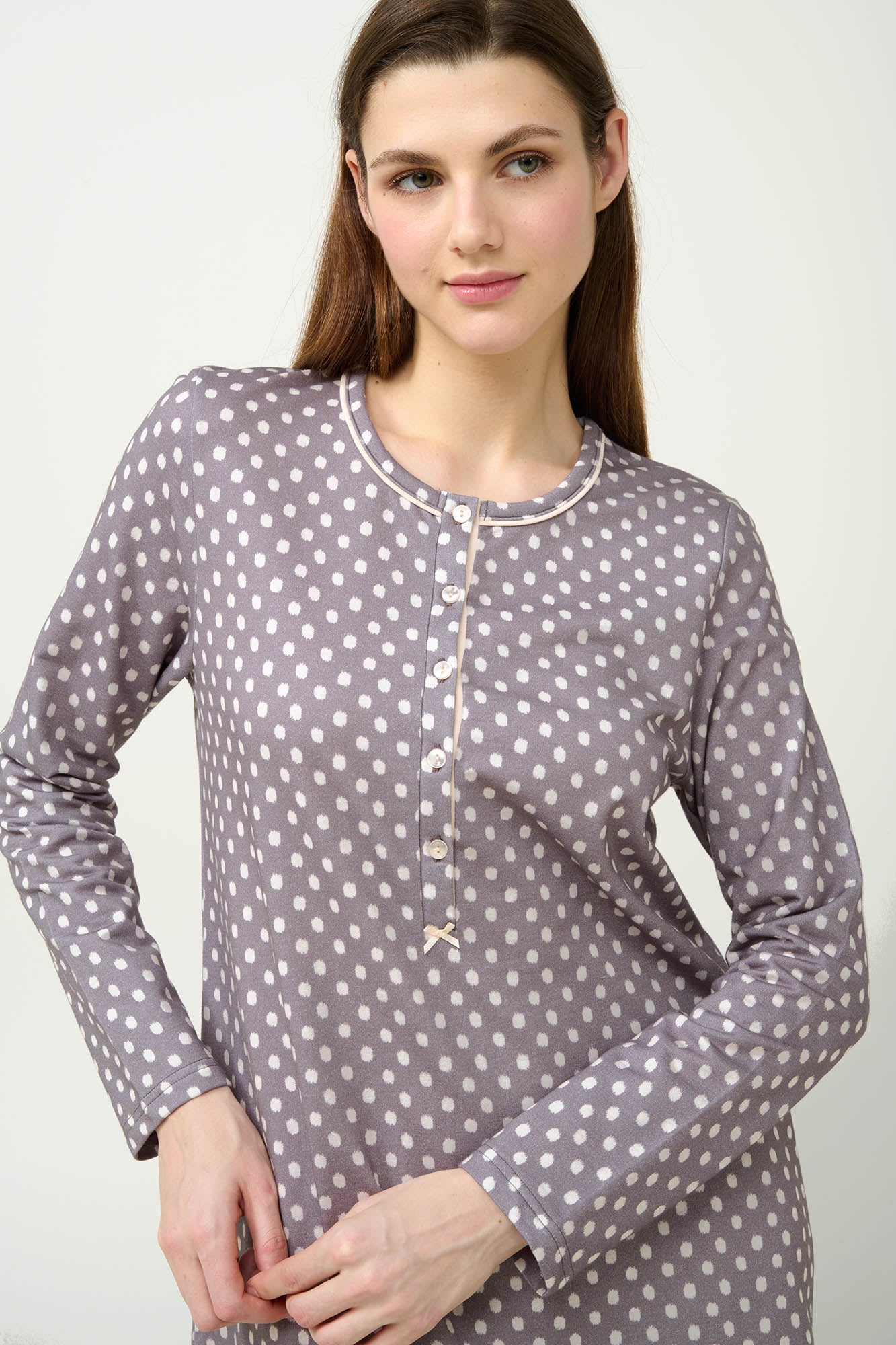 Νυχτικό Βαμβακερό-φούτερ με κουμπιά Vamp