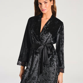 Γυναικεία Ρόμπα βελουτέ μαύρη Lida - Nana Kakouti Homewear - Γλυφάδα