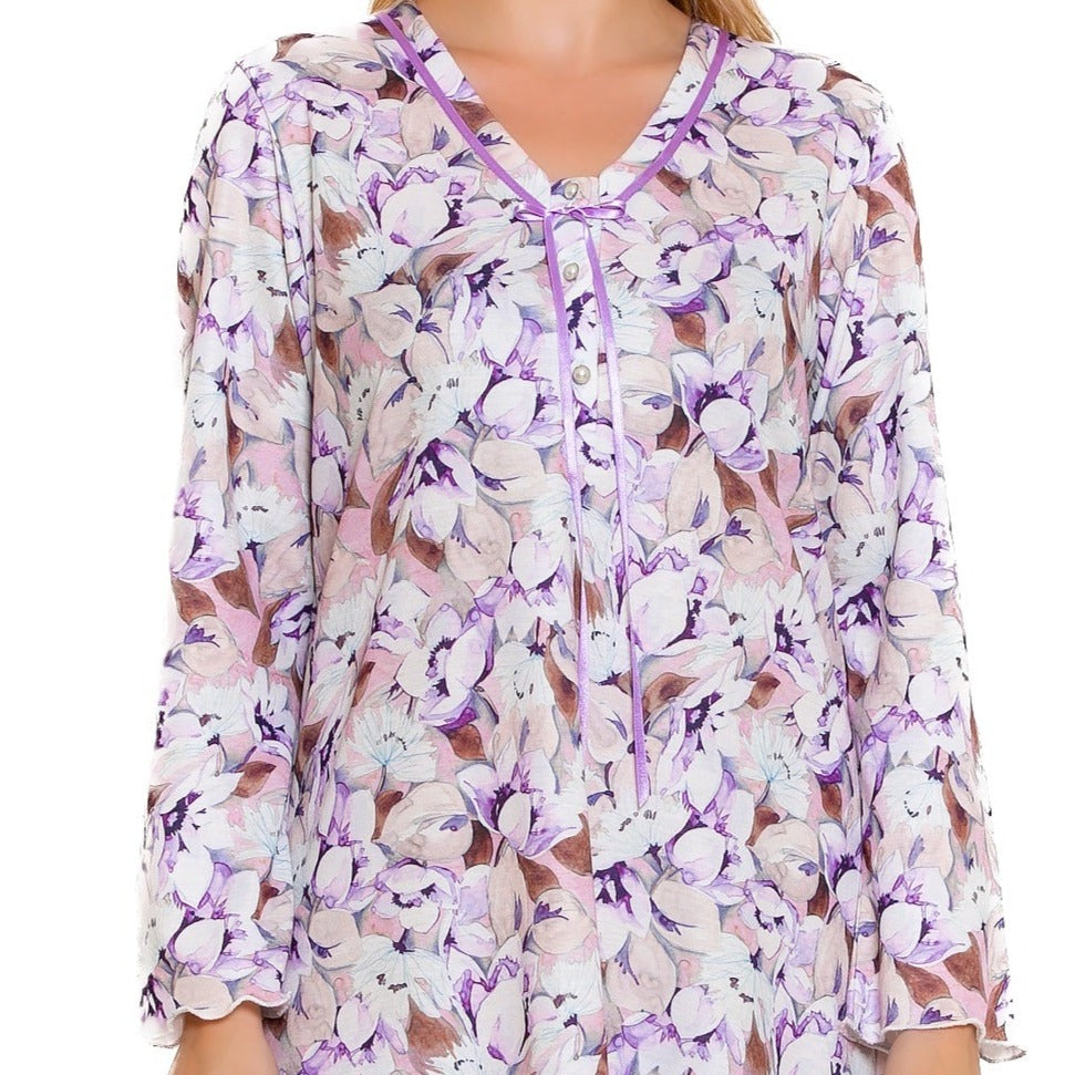 Νυχτικό βαμβακερό floral λιλά Scherzo