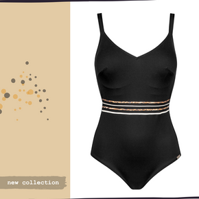 Γυναικείο Μαγιό Ολόσωμο μαύρο με ρίγα Charmline - Nana Kakouti Swimwear - Γλυφάδα