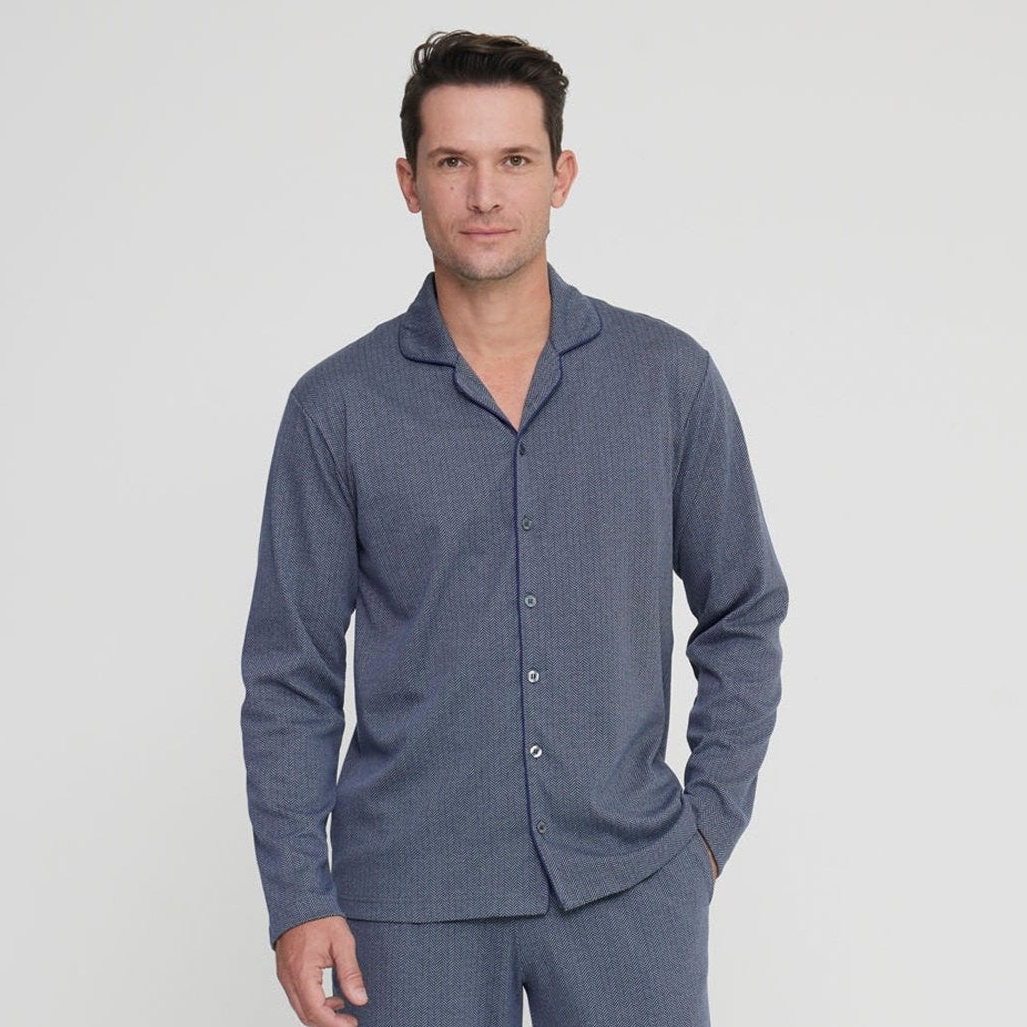 Ανδρική Πιτζάμα βαμβακερή γκρι με κουμπιά Noidinotte