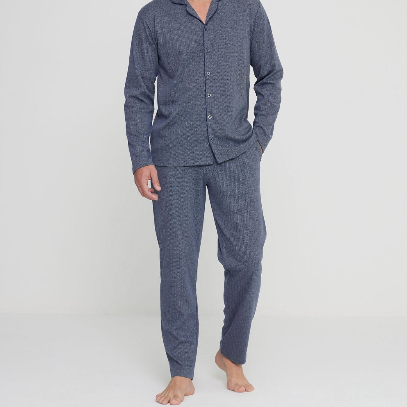 Ανδρική Πιτζάμα βαμβακερή γκρι με κουμπιά Noidinotte