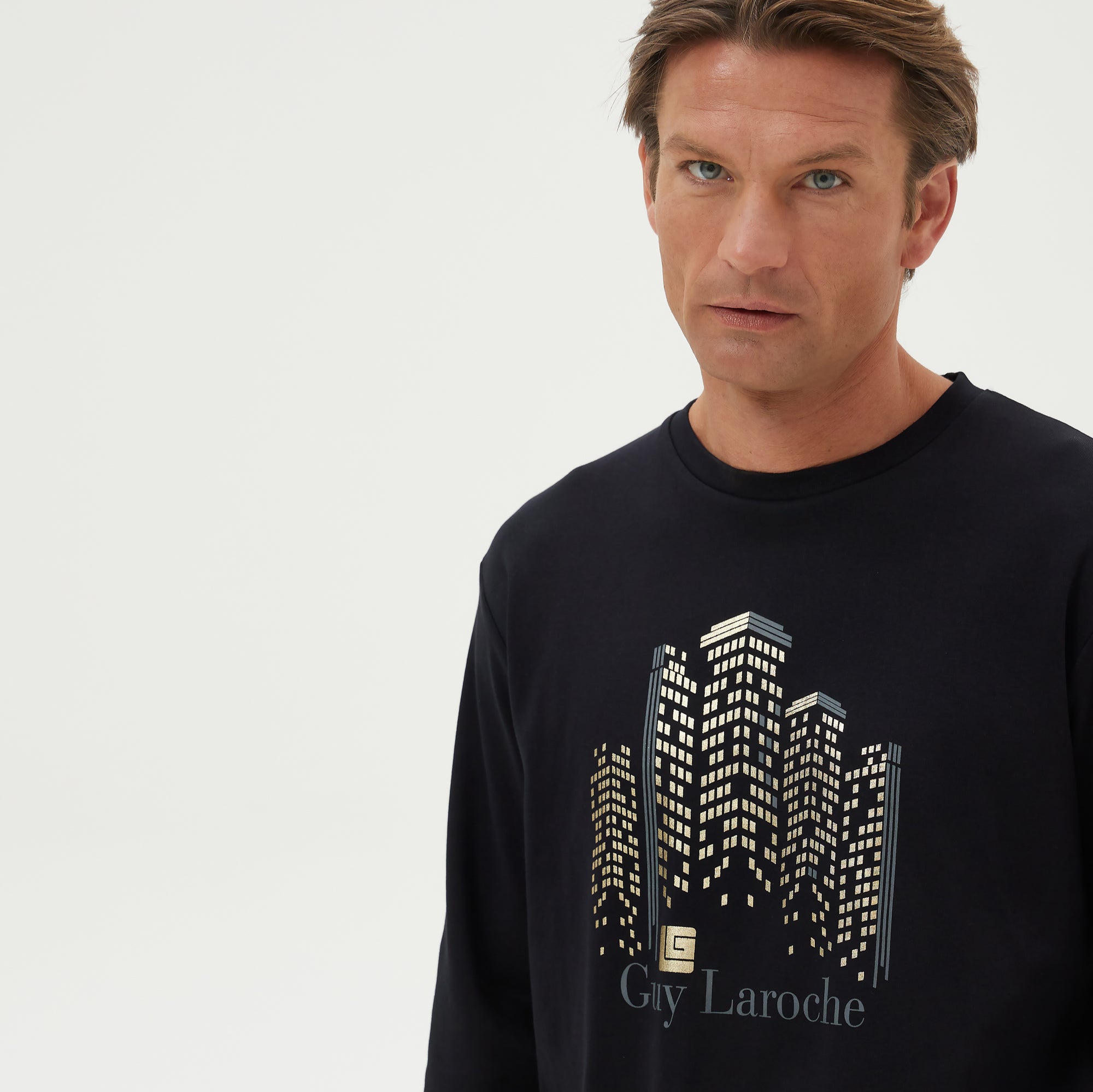 Ανδρική Πιτζάμα βαμβακερή μαύρη Guy LaRoche