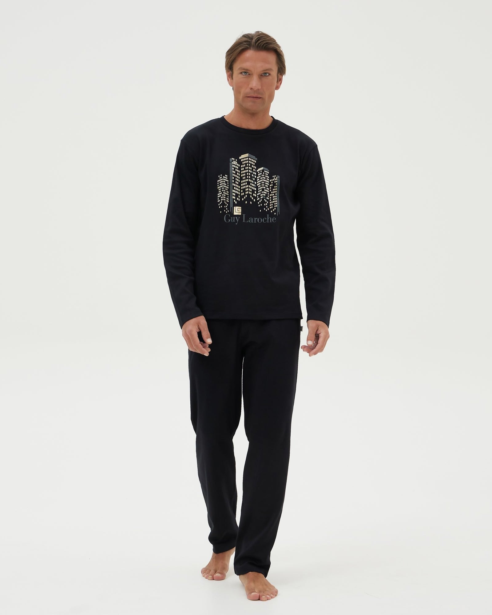 Ανδρική Πιτζάμα βαμβακερή μαύρη Guy LaRoche
