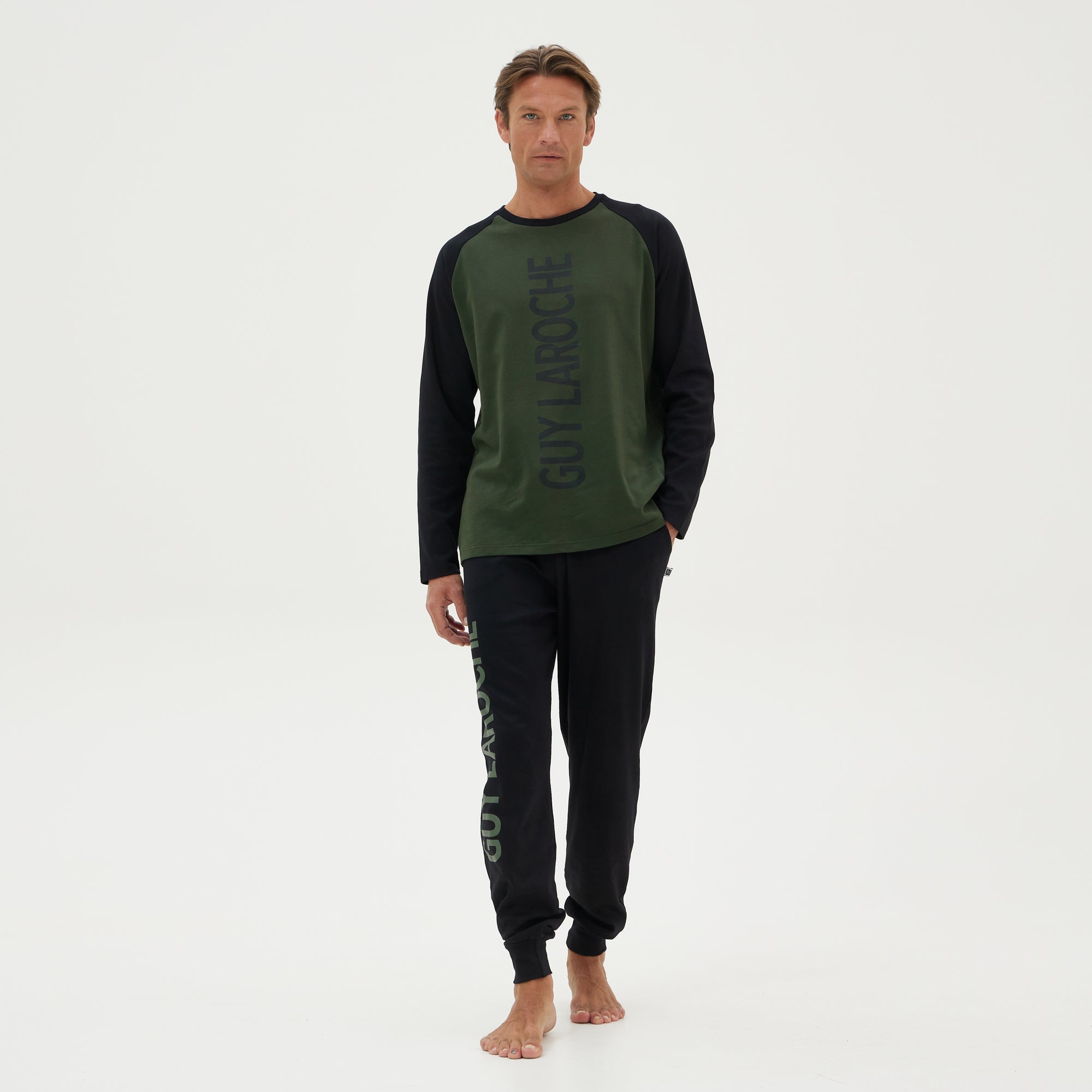 Ανδρική Πιτζάμα βαμβακερή λαδί Guy LaRoche