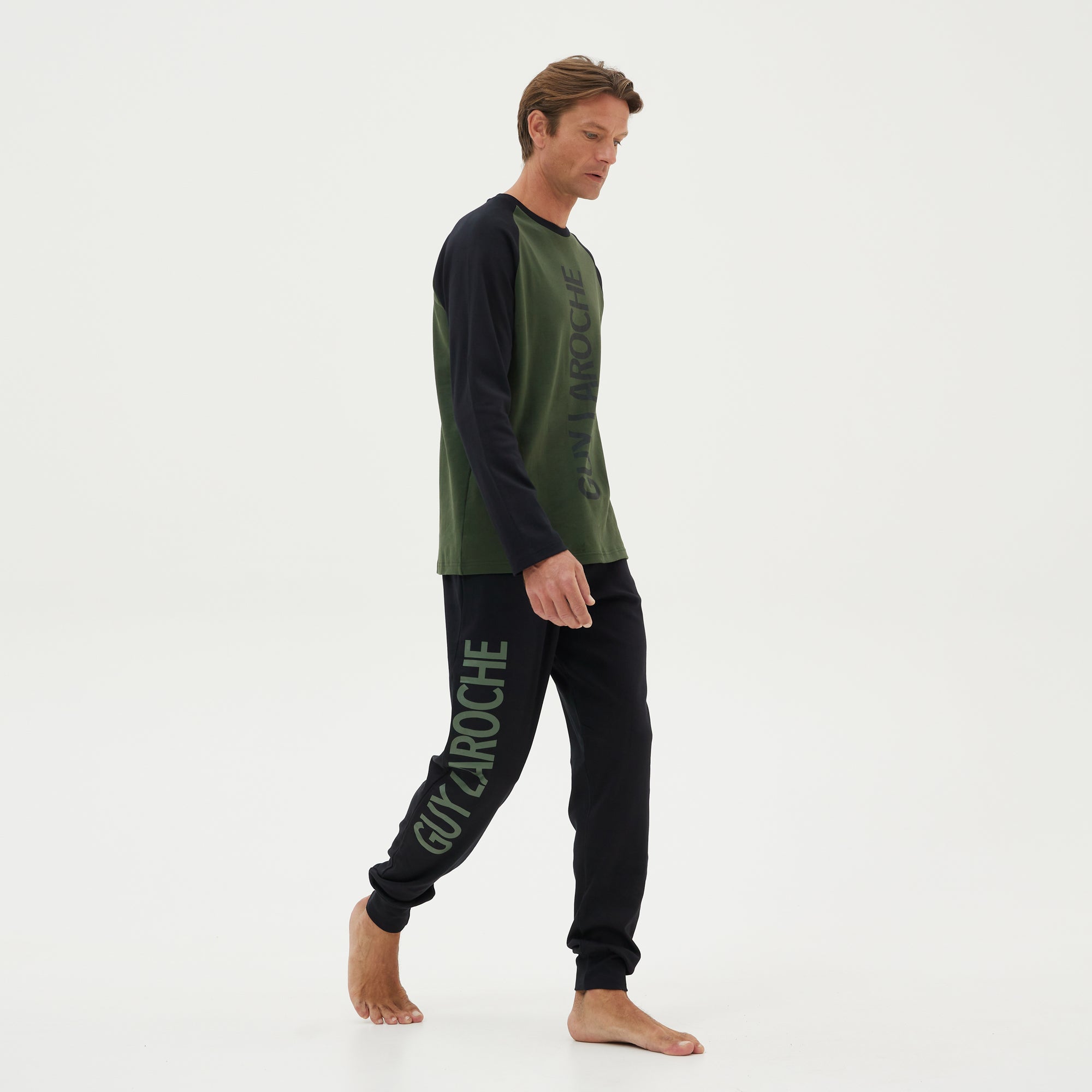 Ανδρική Πιτζάμα βαμβακερή λαδί Guy LaRoche