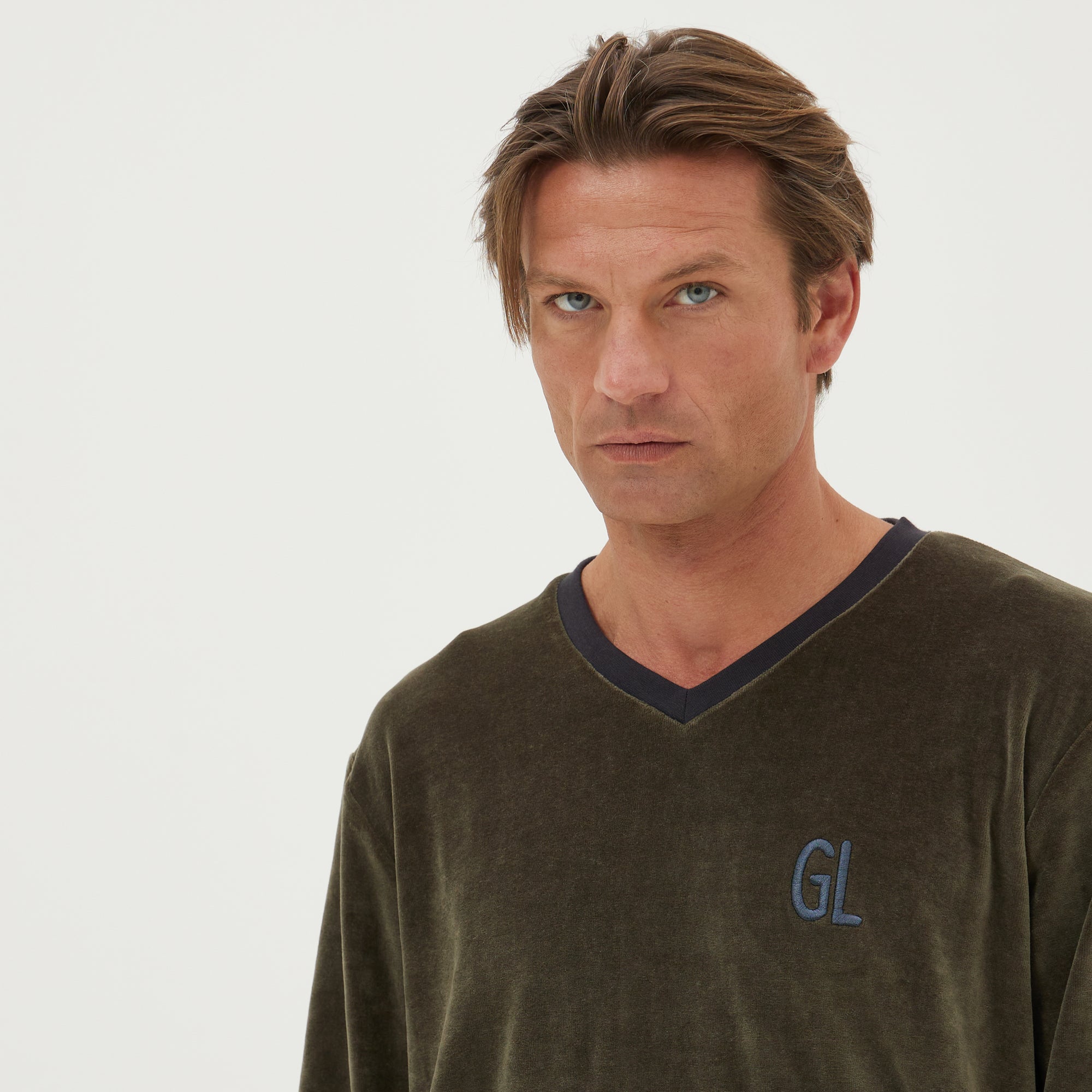 Ανδρική Πιτζάμα βελουτέ χακί Guy LaRoche