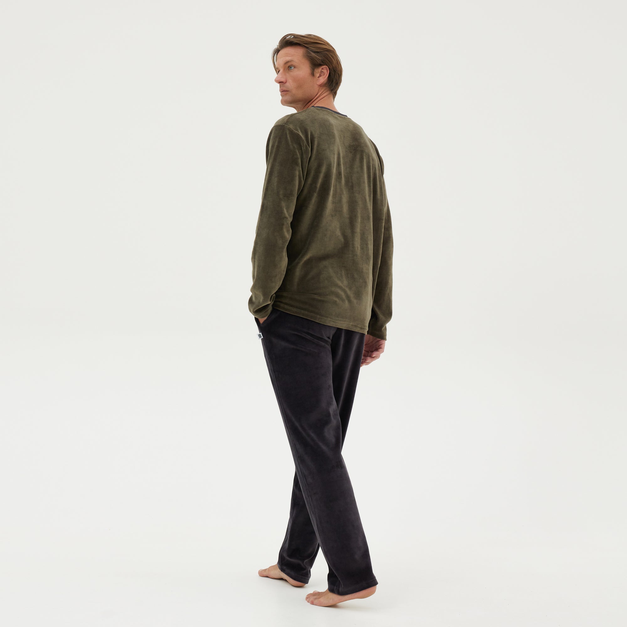 Ανδρική Πιτζάμα βελουτέ χακί Guy LaRoche