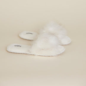 Γυναικείες παντόφλες γούνινες εκρού Noidinotte - Nana Kakouti Homewear - Γλυφάδα