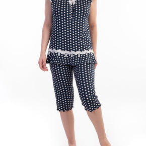 Γυναικεία Πιτζάμα με κάπρι πουά scherzo - Nana Kakouti Homewear- Γλυφάδα