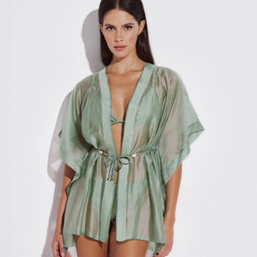 Γυναικείο mini tunic poncho sage green Lida