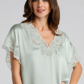 Mini σατέν νυχτικό με κοντό μανίκι και δαντέλα Penky  - Nana Kakouti Γλυφάδα