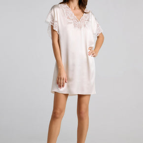 Mini satin νυχτικό με κοντό μανίκι και δαντέλα Penky - Nana Kakouti Γλυφάδα