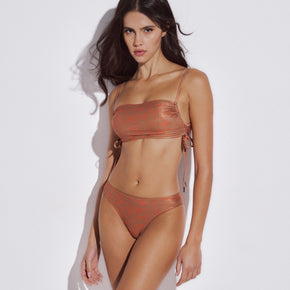 Γυναικείο crop top μαγιό terracotta με lurex Lida - Nana Kakouti Γλυφάδα