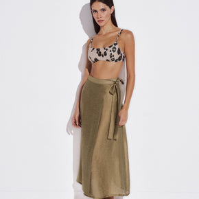 Γυναικεία maxi παρεό φούστα olive lurex Lida - Nana Kakouti Γλυφάδα