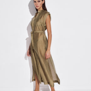Γυναικείο maxi shirt dress χακί Lida - Nana Kakouti Γλυφάδα