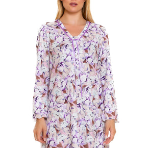 Νυχτικό βαμβακερό floral λιλά Scherzo - Nana Kakouti Homewear - Γλυφάδα