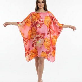 Mini satin νυχτικό φλοράλ με μανίκια Penky - Nana Kakouti Γλυφάδα