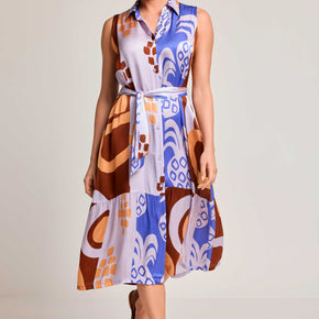 Γυναικείο Midi Πουκαμισόφορεμα Patchwork Print με Ζώνη David - Nana Kakouti Γλυφάδα