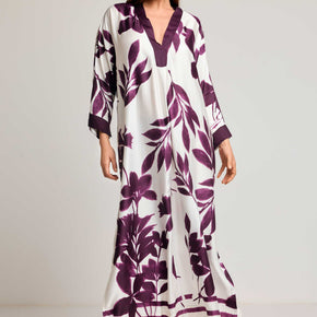 Γυναικείο Maxi Kaftan Botanical Floral Print Plum David - Nana Kakouti Γλυφάδα