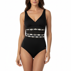 Γυναικείο ολόσωμο μαγιό με γεωμετρικό panel CharmLine - Nana Kakouti Γλυφάδα