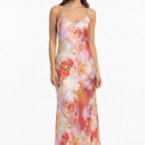 Maxi satin νυχτικό φλοράλ με τιράντα Penky - Nana Kakouti Γλυφάδα