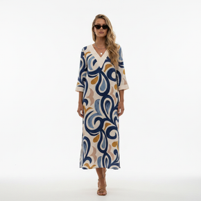 Γυναικείο maxi φόρεμα abstract swirl print Eleria Cortes - Nana Kakouti Γλυφάδα