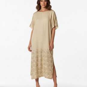 Γυναικείο kaftan φόρεμα με gold embroidered print Eleria Cortes - Nana Kakouti Γλυφάδα