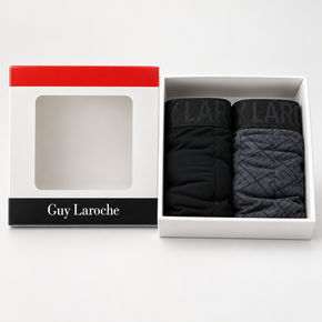 Guy Laroche Ανδρικα μπόξερ 2 τεμαχίων μαύρο και γκρι με γεωμετρικό μοτίβο - Nana Kakouti Glyfada